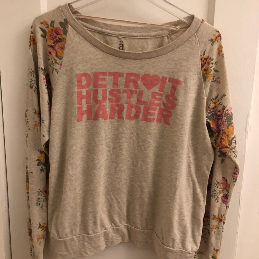 Detroit Hustles Harder Floral Long Sleeve Tee